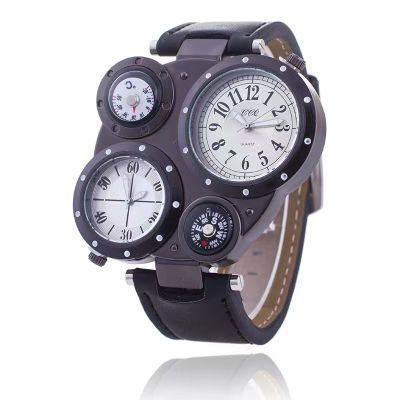 【July】 Cross-border foreign trade explosive double movement mens belt watch outdoor sports thermometer compass quartz manufacturer