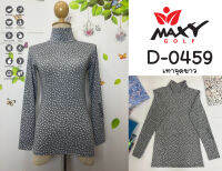 เสื้อบอดี้ฟิตกันแดดผ้าลวดลาย(คอเต่า) ยี่ห้อ MAXY GOLF(รหัส D-0459 เทาจุดขาว)