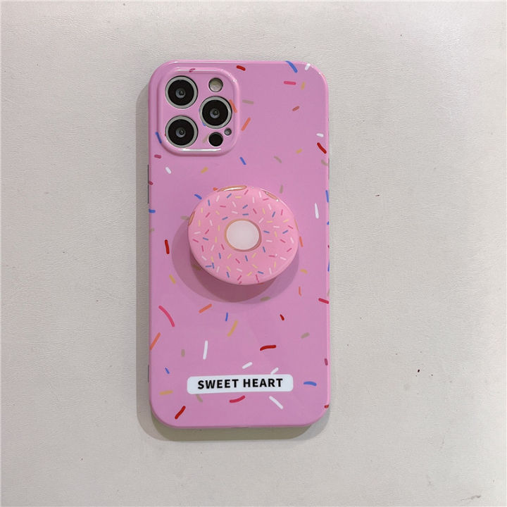 ซองใส่จดหมายโดนัทสีชมพูสำหรับ-iphone12-promax-เคสน้ำตาลไอซิ่งสีสันสดใสสำหรับ-iphone13-promax-stereo-donut-holder-ซองใส่โทรศัพท์สำหรับ-iphone11-ซิลิโคนสีชมพูสำหรับ-iphone-xr