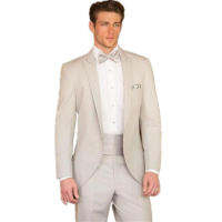 ใหม่ผู้ชายชุด Smolking Noivo Terno Slim Fit Easculino ชุดราตรีชุดสำหรับ Beige Tuxedos ชุดราตรีเสื้อ + กางเกงD