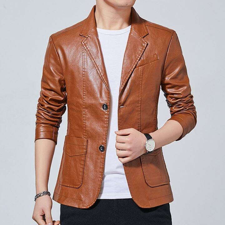 cod-leather-mens-spring-and-autumn-korean-style-trendy-slim-handsome-suit-jacket-flight-motorcycle-leather