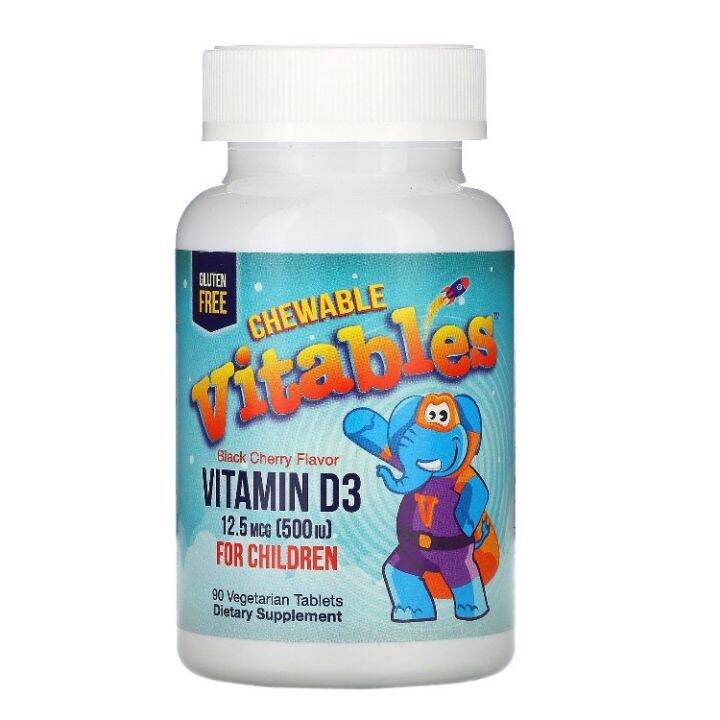 Vitables Chewable Vitamin D3 for Children, 12.5 mcg (500 iu), Black
