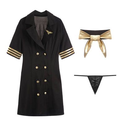 ஐ Women Sexy Lingerie Deep V Policewoman Uniform Stewardess Cosplay Uniform Temptation Suit Halloween Costume