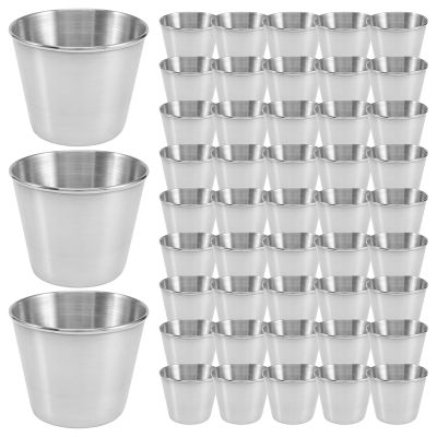 48 Packs 1.5Oz/45Ml Condiment Sauce Cups Stainless Steel Dipping Sauce Cups Reusable Condiment Dishes
