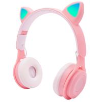 Childrens Headphones, LED Color Light Cat Ear Headphones, Headset Bluetooth 5.0 Headphones, Support TF Card