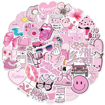 10,30,60 Pcs Kawaii Pink Sticker Pack, Cute Aesthetic Vinyl Stickers for  Laptop Phone Waterbottle Journal Waterproof VSCO Girls Decals Lot 