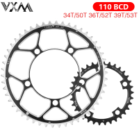 VXM จักรยานคู่ Chainring 110BCD 34ครั้ง50ครั้ง36ครั้ง52ครั้ง39ครั้ง53ครั้งจักรยานถนน Crankset ขี่แผ่นอลูมิเนียม Chainwheel พับจักรยานแผ่น