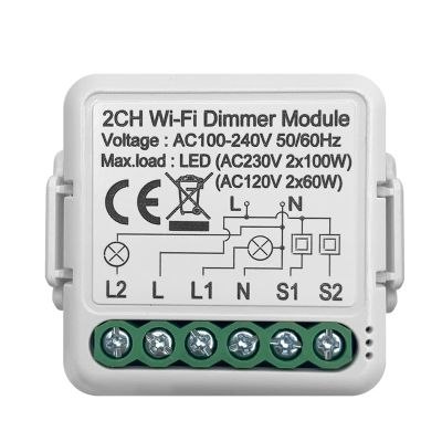 Tuya Wifi Smart Dimmer Switch Module 10A Support 2 Way Control Compatible for Google Home Alexa Smart Life App