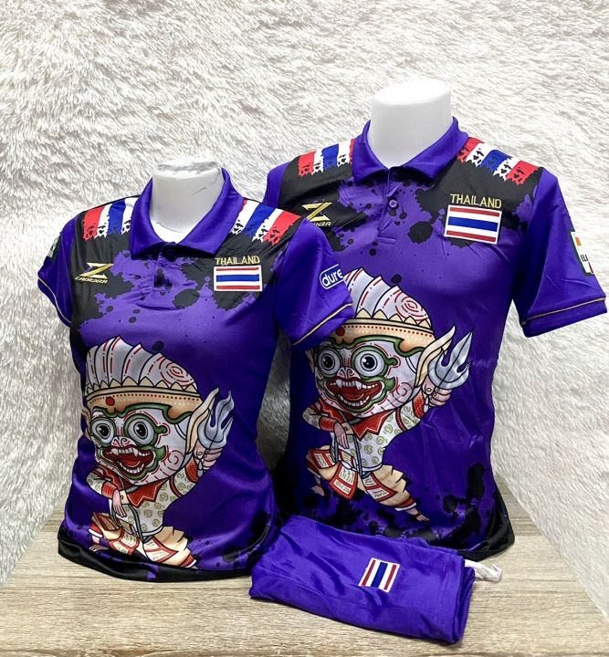 ราคาถูก-สุดคุ้ม-เสื้อกีฬาผู้หญิง-ทีมชาติไทย-ลายหนุมาน-ฟรีไซส์-อก32-36-ใส่ได้