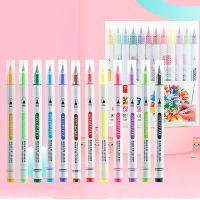 12 Colors Brush Marker Pens Set Super Soft Brush Calligraphy Liner Lettering Blendable Watercolor Art DIY Drawing Supplies