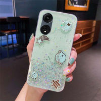 เคส สำหรับ OPPO A98 A78ประกายซิลิโคนนิ่มโปร่งใสดวงดาวดวงดาวอวกาศดวงจันทร์หญิงสาวต่อต้านการตกสำหรับ OPPO A98 A78ฝาหลัง