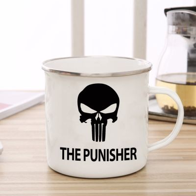 ☜ USA Punisher skull print enamel cup Mug Handle Round Printed Drinkware Picture Tea Photo Coffee Design Cup Simple Image
