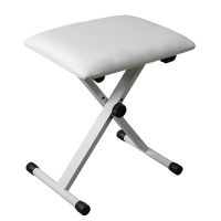 White Piano Keyboard Bench Adjustable Folding Leather Piano Seat Chair Pouf Ottoman Stool X Frame Piano Music Bench