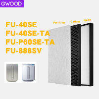 Gwood เหมาะสำหรับ Sharp  FU-40SE-TA FU-60SE-TA FU-888SV  FU-40SE FU-P60SE-TA เครื่องฟอกอากาศแผ่นกรอง HEPA ถ่านกัมมันต์เพื่อกำจัดฝุ่น PM2.5 และกลิ่นฟอร์มาลด