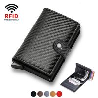 ID Credit Bank Card Holder with Hasp Wallet Men Anti Rfid Blocking Protected Magic PU Leather Slim Mini Small Money Wallets Case Wallets