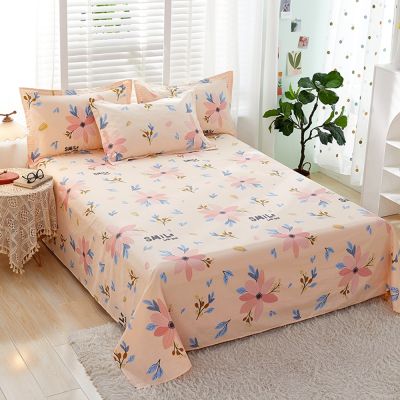 【jw】♛  Roupa de cama tamanho único para crianças algodão folhas e flores impressas lençóis King Top duplos sem fronha 1PC