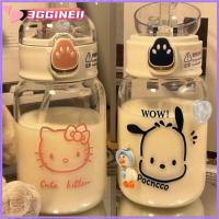 3GGINEII Cinnamoroll ขวดน้ำพร้อมหลอด คุโรมิ อะนิเมะ ขวดน้ำการ์ตูนอะนิเมะ กิจกรรมกลางแจ้งกลางแจ้ง กันรั่วซึม แก้วน้ำดื่มแก้ว เด็กนักเรียนชายหญิง