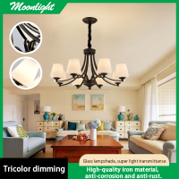 MOONLIGHT- 6/8/10 Heads American Style Chandelier Simple Iron Bedroom Lamp Glass Ceiling Light for Living Room Restaurant Lighting Decoration