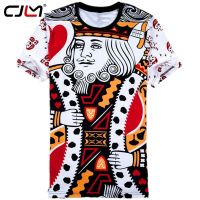 （Childrens adult size, in stock）CJLM Funny t-shirt summer 3D poker emperor queen couple T-shirt 3D printing super large size Harajuku T-shirt male（can Customizable）