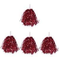 96Pcs Cheerleading Pom Poms Metallic Foil Cheer Pom Poms with Plastic Handle for Adults Kids Cheerleaders Party Red