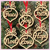 CCVG 6ชิ้นชนบท Noel Love Hope สันติสุขศรัทธาของประดับแขวนจี้หัตถกรรมต้นคริสต์มาสจดหมายที่เป็นไม้คริสต์มาส