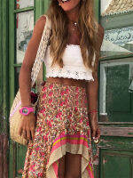 (ร้อน) Boho สไตล์กระโปรงผู้หญิงผิดปกติ Maxi กระโปรงดอกไม้เซ็กซี่ฤดูร้อน F Aldas Holiday B Each โบฮีเมียนผู้หญิงยาว Jupe F Emme