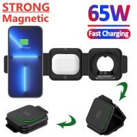 ZZOOI 65W 3 in 1 Magnetic Wireless Charger Pad Stand for iPhone 12 13 14 Pro Max 11 Apple Watch Airpods  Fast Charging Dock Station