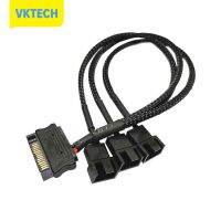 [Vktech] PC Fan Splitter สายไฟ SATA ถึง4Pin คูลเลอร์พัดลมระบายความร้อนสายไฟต่อ