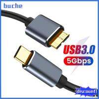 BUCHE คอมพิวเตอร์แล็ปท็อป สายไฟ ตัวเชื่อมต่อ USB 3.1 Type-C ถึงไมโคร B ความเร็วที่รวดเร็ว5Gbps สาย USB C ถึงไมโคร B 3.0 ซิงค์ข้อมูล