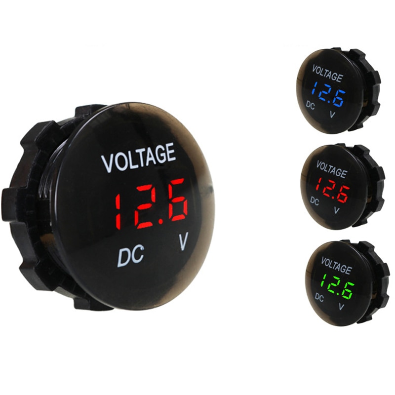 KIMISS Motorcycle LED Voltmeter,Round Waterproof Motorcycle LED Digital Voltage Meter Tester Monitor Display Voltmeter 12V 