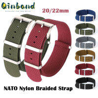 Qinband ไนลอน NATO สร้อยข้อมือนาฬิกาสำหรับ Seiko นาฬิกาอุปกรณ์เสริมทหาร Universal สำหรับ Seiko สร้อยข้อมือไนลอน20มม. 22มม. ถัก Ribbed นาฬิกา