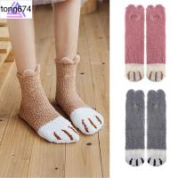 TONG Fluffy Christmas gift Plush Sleep Bed Sock Animals Paw pattern Floor Socks Coral velvet socks Cashmere Sox