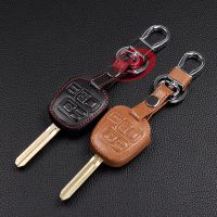 dfgvedvg Hot Sale Car-Cover 100 Genuine Leather Car Key Cover For Toyota Tarago RAV4 Corolla Camry 3 Button Remote Key Case Accessories