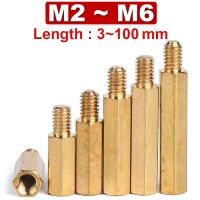 M2M2.5M3M4~M6 Brass Hex Male Female Standoff Board Stud Metric Hexagon Threaded Pillar PCB Motherboard Spacer Bolt Screw 3~100mm Nails Screws Fastener