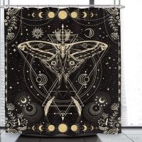 【hot】♧☸☸  Gold Moth Phase Shower Curtain Gothic Moonlit Psychedelic Curtains Sets