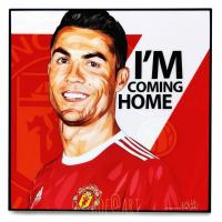 Cristiano Ronaldo #8 CR7 คริสเตียโน่ โรนัลโด้ Manchester United แมนยู ปีศาจแดง รูปภาพ​ติด​ผนัง​ pop art พร้อมกรอบและที่แขวน ฟุตบอล​ กรอบรูป​​ ของขวัญ