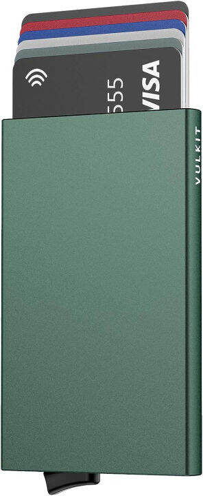 vulkit-pop-up-wallet-slim-minimalist-credit-card-holder-for-men-and-women-rfid-blocking-mini-metal-case-midnight-green