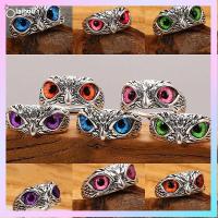 LAIHOU ปีศาจ Retro Animal Style ของขวัญ Vintage Ring Owl Eye Statement Ring Open Adjustable