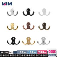 ☊ Thickened Zinc Alloy Wall Door Antique Double Hooks Hanger For Key Clothes Coat Hat Bag Towel Bedroom Bath Hanging Accessories