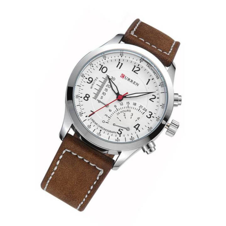 curren-นาฬิกาข้อมือผู้ชาย-สีน้ำตาล-สายหนัง-รุ่น-c8152พร้อมกล่องนาฬิกา-curren-clearance-sale-ราคาลดสุดๆ