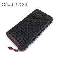 CAJIFUCO Japan Korean Style Women Wallet Money Clip Luxury Genuine Leather Wallet Clutch Male Female Long Wallet Coin Holder