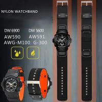 ?ราคาไม่แพงมากที่สุด?สายนาฬิกาไนลอนสำหรับ CASIO Gshock DW5600 AW-591MS AWG-M100 AW-590/101ก.-300 GW-5000 5035สายนาฬิกา GW-M5610สร้อยข้อมือผ้าใบ16มม.