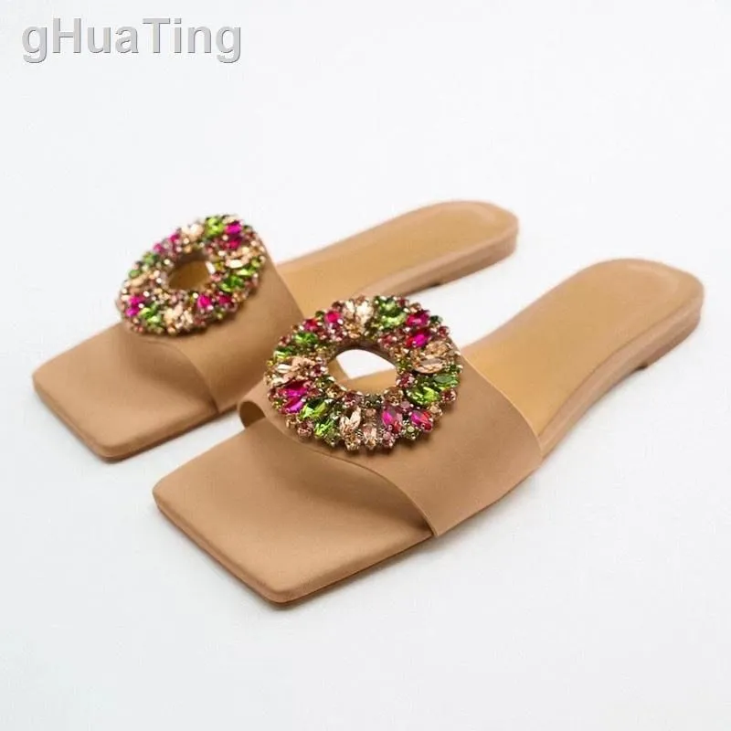 rhinestone flat sandals zara