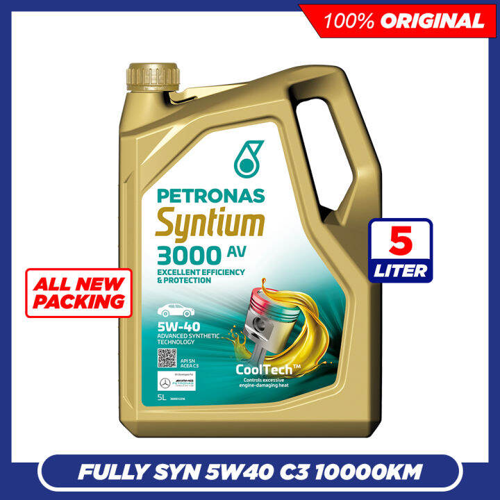 5L (100% Original) Petronas Syntium 3000 AV 5W40 SN C3 Fully Synthetic ...