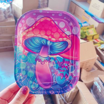 2023 Creative Mushroom Rolling Tray 180*140 MM Metal Tinplate Cigarette Trays Smoking DIY Accessories Birthday Gifts Wholesale Baking Trays  Pans