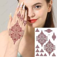 Brown Henna Tattoos for Hand Waterproof Temporary Tattoos for Women Wedding Body Art Henna Design Stickers Fake Tatoo Lace Stickers