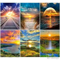 ☎☄﹉ DIY Cross Stitch Different Size Landscape Series Set 11CT Ecological Cotton Thread Printing Embroidery Home Decoration Painting