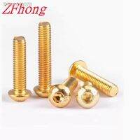 ✜∏ 5-20pcs Round Head Golden colour titanium plated Button head Screw M2 M2.5 M3 M4 M5 M6 Iso7380 Socket head Screw Length 5-30mm