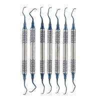 7ชิ้นที่ขูดอุปกรณ์ทำฟัน Gracey Curette คิวเลทขูดแผลเครื่องชั่ง Perio