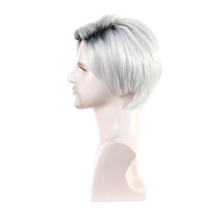 men-short-omber-withe-synthetic-wig-straight-wig-with-side-part-bang-for-men-party-cosplay-use-heat-resistant-fiber-wig